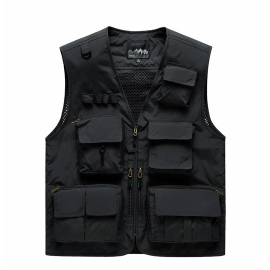 Herren Multifunktionale Outdoor‑Utilityweste mit Mesh‑Rücken, Mehrfach‑Fronttaschen und durchgehendem Reißverschluss Nord Taschen