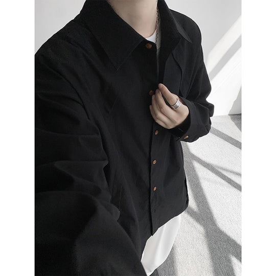 Herren Oversize-Hemdjacke aus leichtem Baumwollmix mit geradem Schnitt & Knopfleiste Nord Taschen