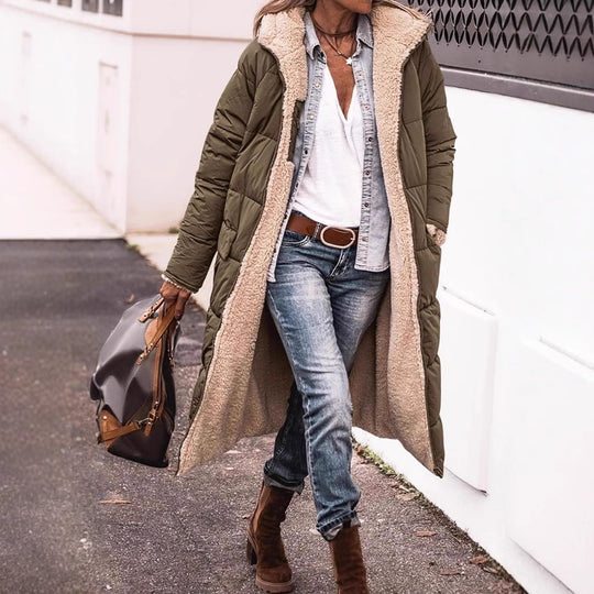 Damen gesteppte Quiltjacke mit Stehkragen und aufgesetzten Taschen Nord Taschen