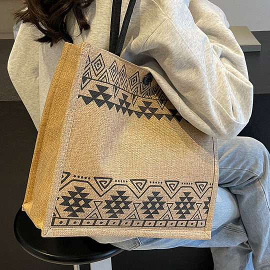 Damen Jute-Tasche mit traditionellem Muster Nord Taschen