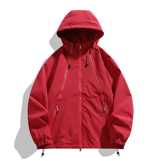 Unisex Leichter Kapuzen-Windbreaker mit wasserabweisender Oberfläche, Reißverschlusstaschen und Kordelzug Nord Taschen