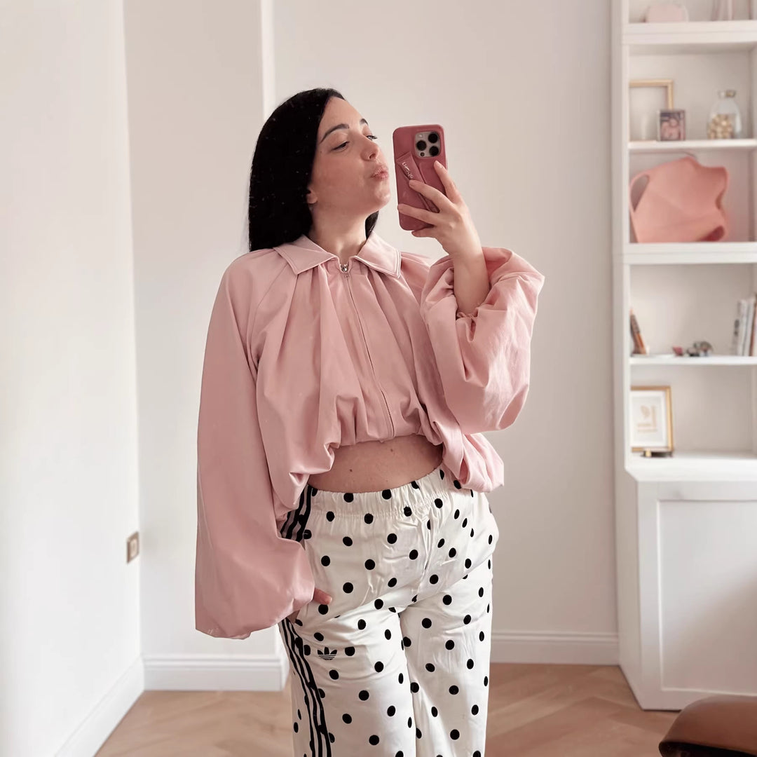 Damen Kurzcape mit Volumenärmeln, Reißverschluss und gerafftem Saum Nord Taschen