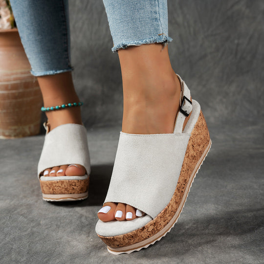 Damen Keilabsatz-Sandalen mit verstellbarem Riemen und komfortablem Fußbett Nord Taschen