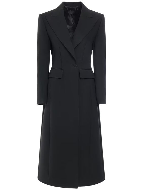 Damen Longline Einreihiger Mantel mit dezenter Taillierung und Spitzrevers Nord Taschen