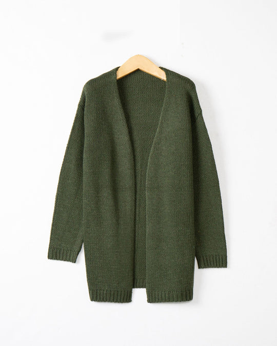 Damen Longline Strickcardigan ohne Verschluss mit offener Front und feiner Rippkante Nord Taschen