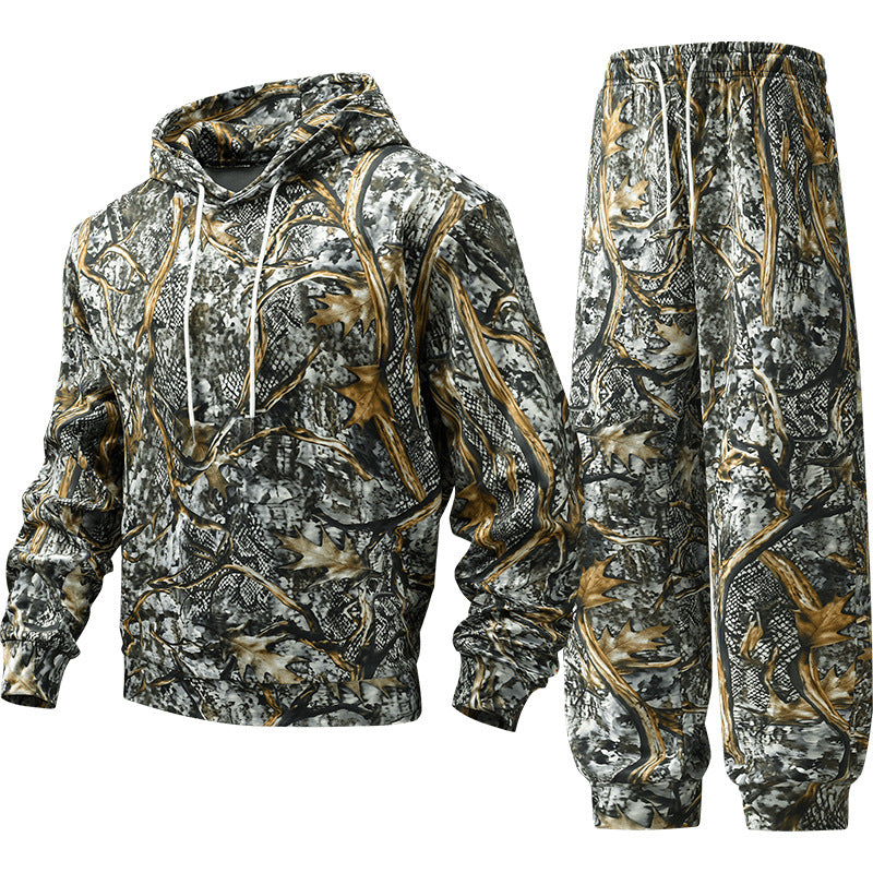 Herren Camouflage-Lounge-Set aus weichem Baumwollmix mit Kapuzenpullover & konischer Jogginghose Nord Taschen