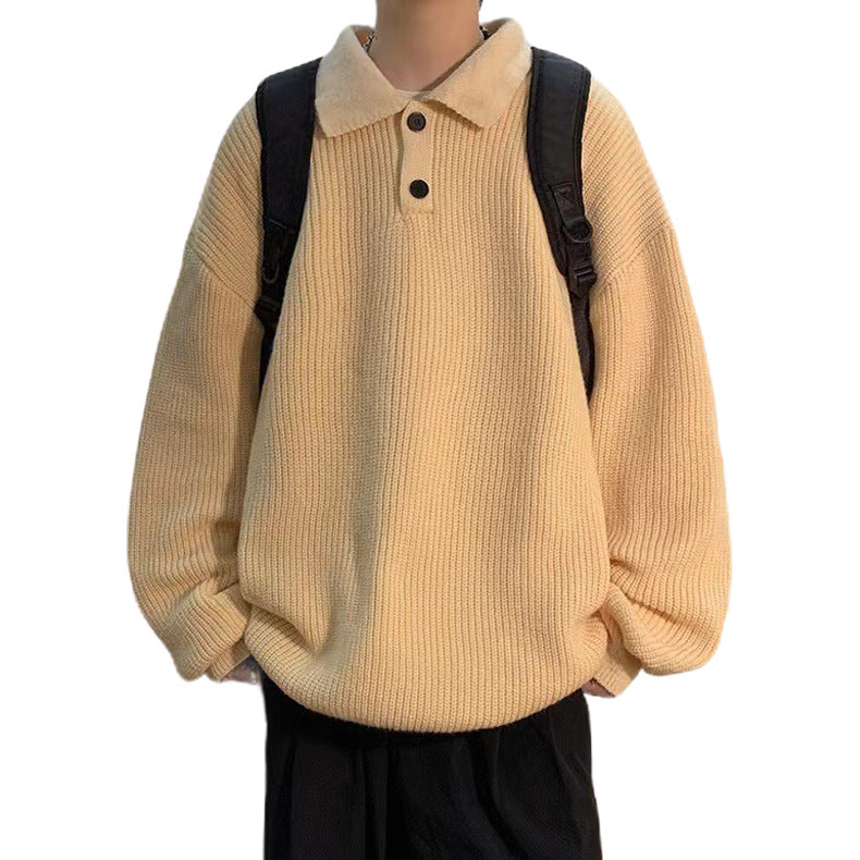 Damen Bequemer Grobstrickpullover mit Kragen Nord Taschen