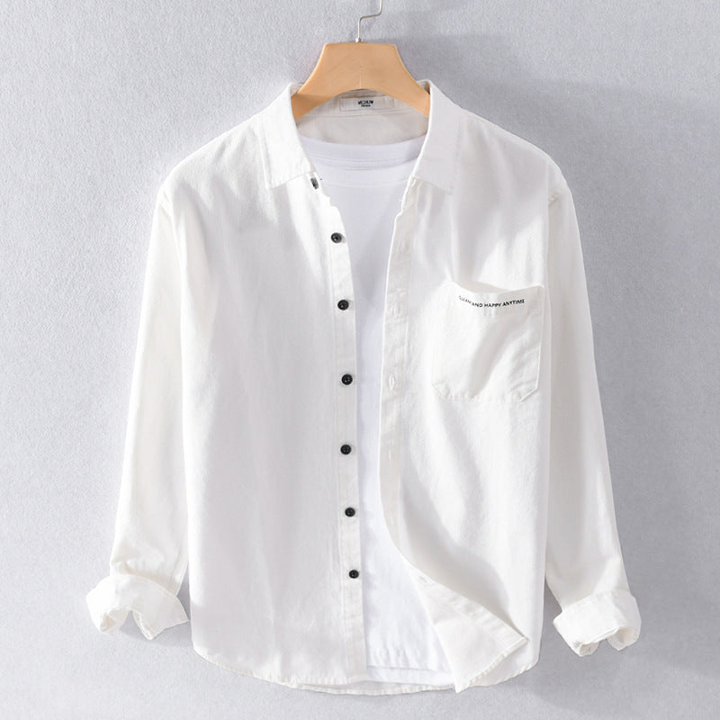 Herren Leichtes Baumwoll-Langarmhemd im Overshirt‑Stil mit Pattentasche und kontrastreichen Knöpfen Nord Taschen