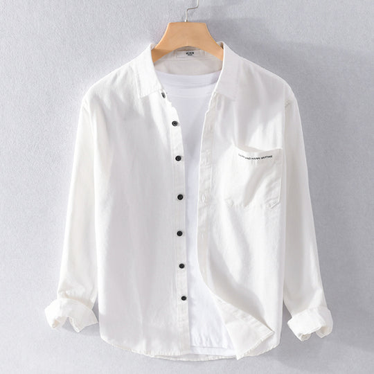 Herren Leichtes Baumwoll-Langarmhemd im Overshirt‑Stil mit Pattentasche und kontrastreichen Knöpfen Nord Taschen