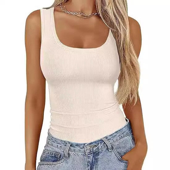 Damen figurbetontes Ripptop mit breiten Trägern und angenehmem Abschluss