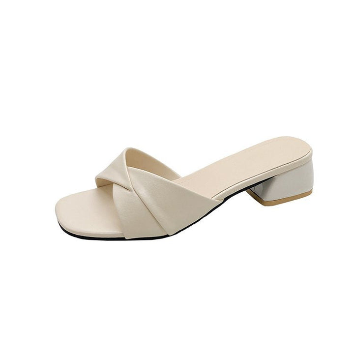Damen elegante Mules mit gekreuzten Riemen und Blockabsatz