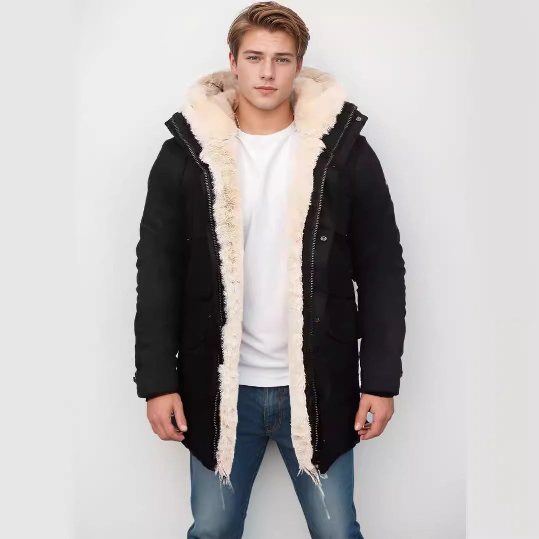 Herren Parka im Field‑Stil mit Teddyfutter in Kapuze, aufgesetzten Pattentaschen und Druckknopfverschluss Nord Taschen