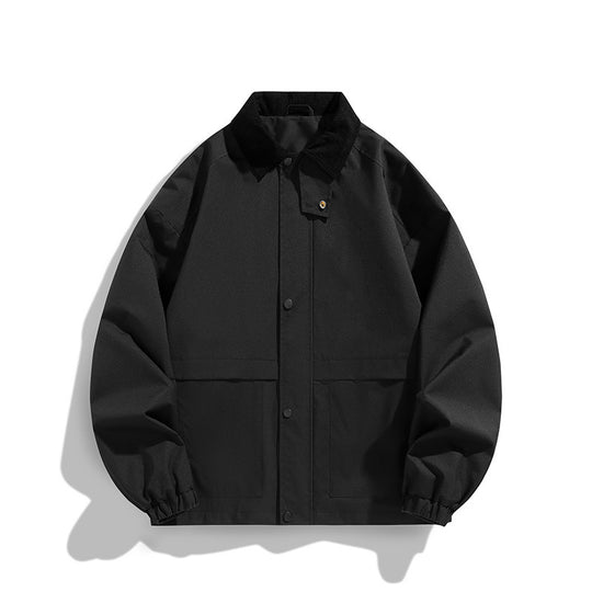 Herren Oversize-Utility-Jacke mit Cordkragen und Druckknopffront Nord Taschen