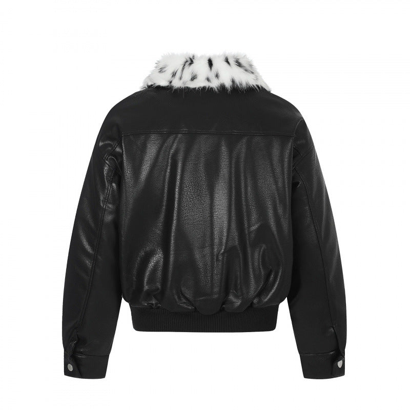 Damen Boxy Kunstleder-Bomberjacke mit asymmetrischem Reißverschluss und kuscheligem Kunstfellkragen Nord Taschen