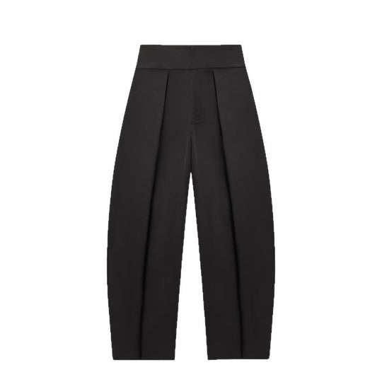 Damen Weite Plissée-Jerseyhose mit hoher Taille und Bügelfalte Nord Taschen