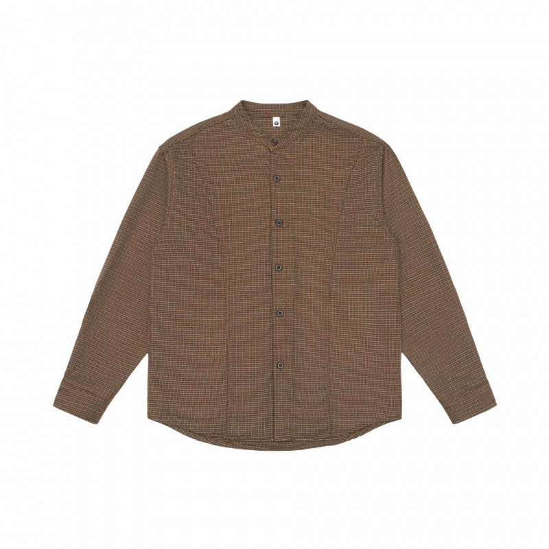 Herren Overshirt‑Hemdjacke mit Stehkragen, Hahnentritt‑Muster und gerundetem Saum Nord Taschen