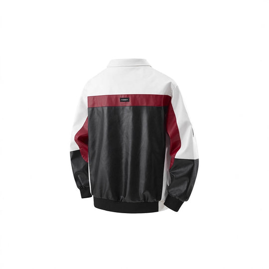 Herren Colorblock Kunstleder-Bomberjacke mit Stehkragen und beidseitigem Reißverschluss Nord Taschen