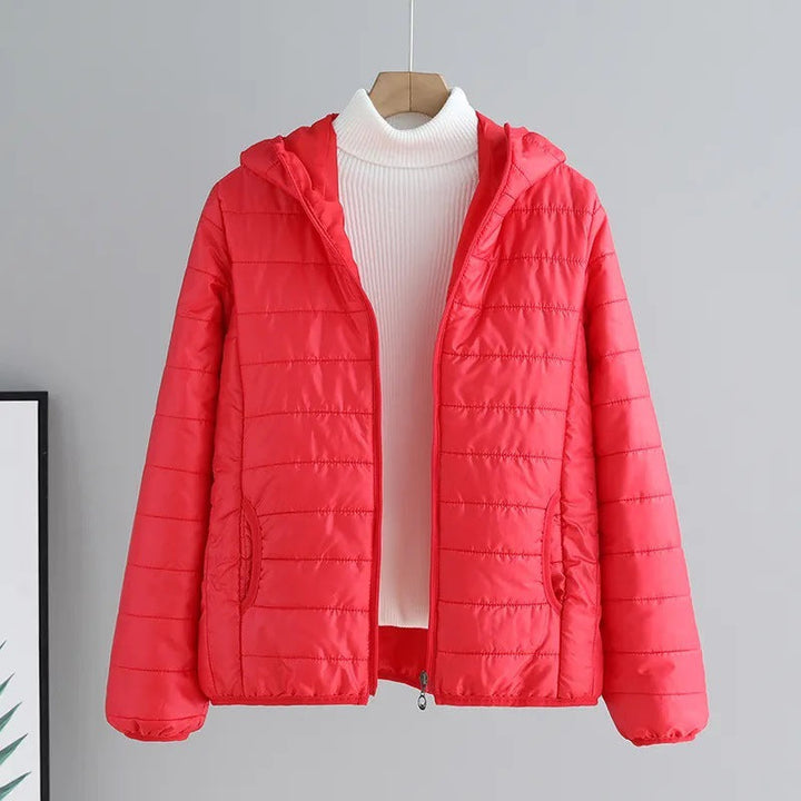 Damen gesteppte Übergangsjacke mit praktischen Taschen und Kapuze