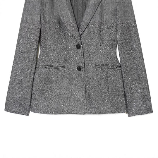 Damen Taillierter Blazer im Fischgrätmuster mit Reverskragen und Pattentaschen Nord Taschen