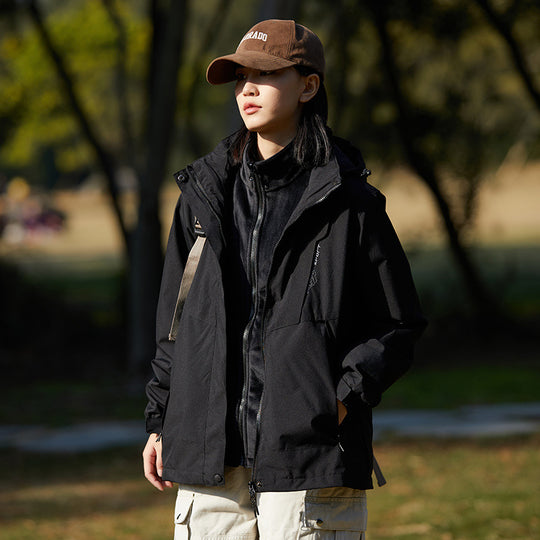 Damen zweilagige Softshell‑Outdoorjacke mit abnehmbarem Fleece‑Innenlayer und Kapuze Nord Taschen