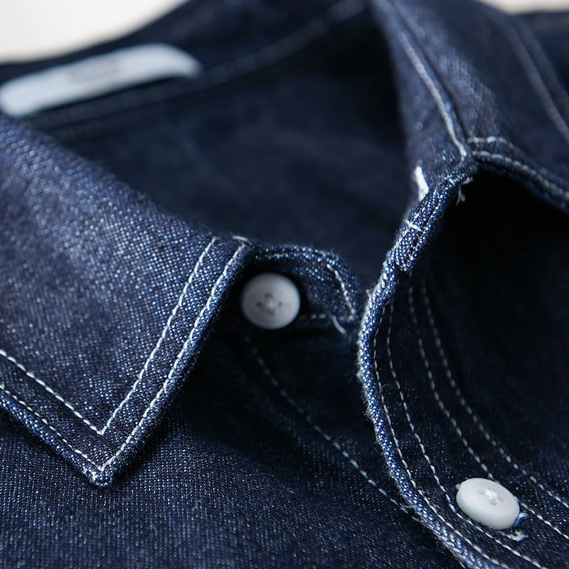 Herren Jeans-Overshirt im Worker-Stil mit doppelten Brusttaschen und kontrastierenden Ziernähten Nord Taschen