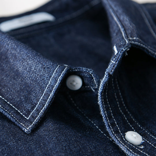 Herren Jeans-Overshirt im Worker-Stil mit doppelten Brusttaschen und kontrastierenden Ziernähten Nord Taschen