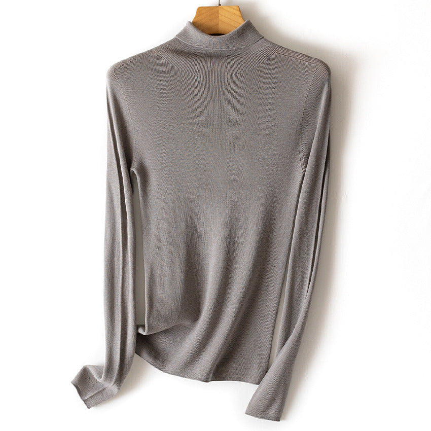 Damen Leichter Feinstrick-Rollkragenpullover mit fließender Passform Nord Taschen