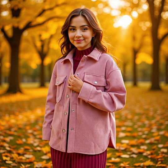 Damen Oversize Wollmix-Shacket mit Druckknopffront und aufgesetzten Pattentaschen Nord Taschen