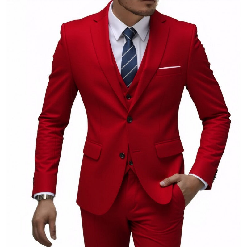 Herren Eleganter taillierter dreiteiliger Anzug mit Weste und leichtem Stretch Nord Taschen