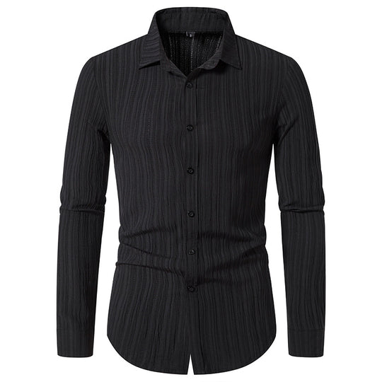 Herren Texturiertes Slim-Fit-Hemd mit krauser Struktur und Kentkragen Nord Taschen