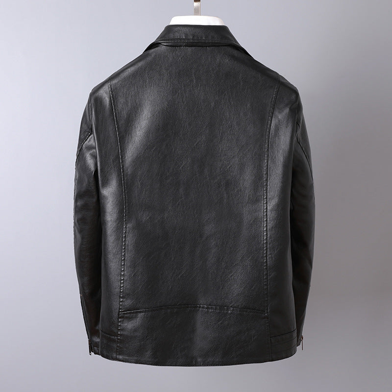 Herren Slim-Fit Kunstleder-Motojacke mit asymmetrischem Reißverschluss und cleanem Reverskragen Nord Taschen