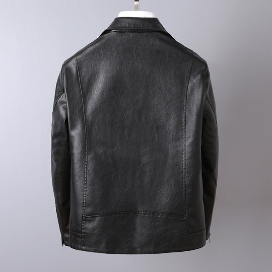 Herren Slim-Fit Kunstleder-Motojacke mit asymmetrischem Reißverschluss und cleanem Reverskragen Nord Taschen
