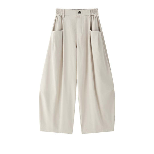 Damen Weite Cordhose mit hoher Taille, aufgesetzten Taschen und elastischem Saum Nord Taschen