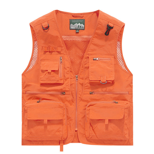 Herren leichte multifunktionale Utility-Anglerweste mit Mesh‑Futter und zahlreichen Reißverschluss‑ und Klappentaschen Nord Taschen