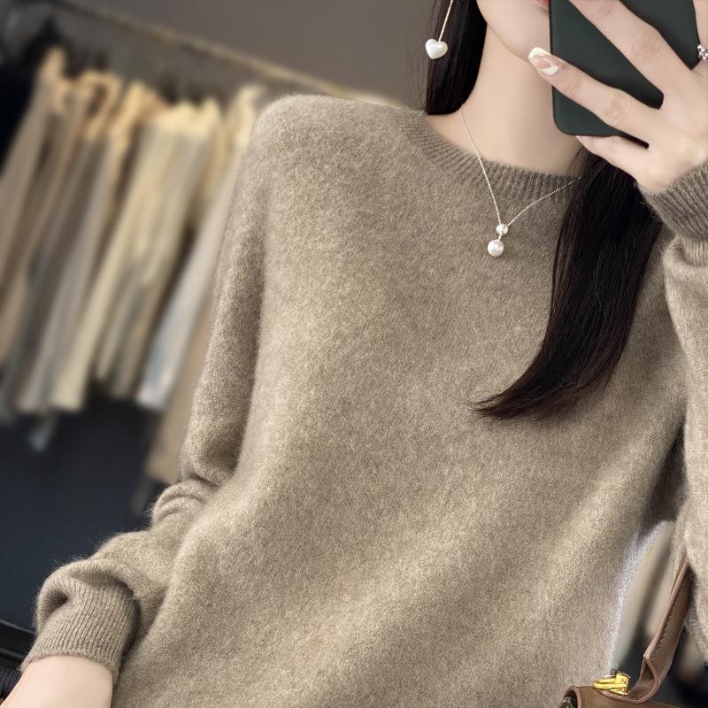 Damen Lockerer Feinstrick-Pullover mit Rundhalsausschnitt und flauschiger Angora-Optik Nord Taschen