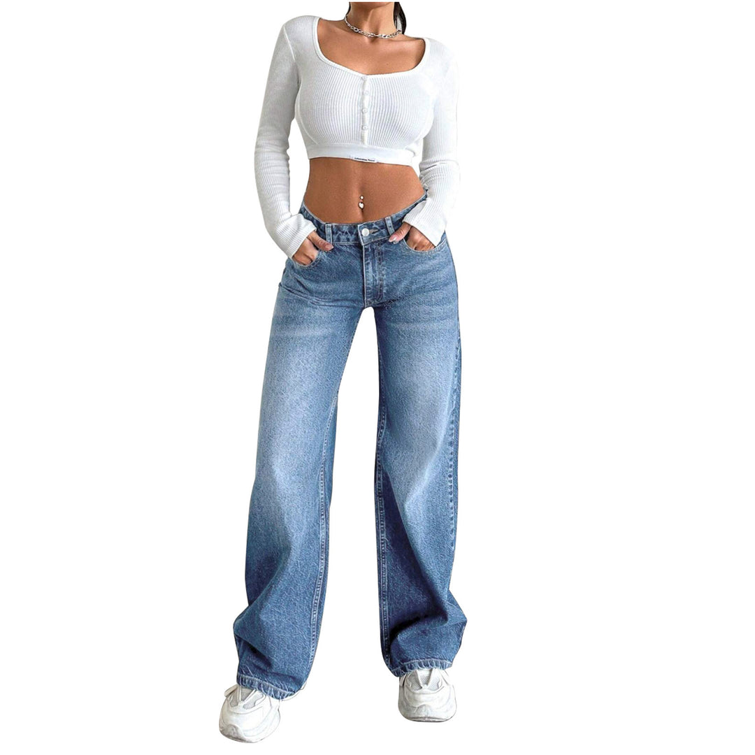 Damen High-Waist Weite-Jeans mit Paperbag-Bund Nord Taschen