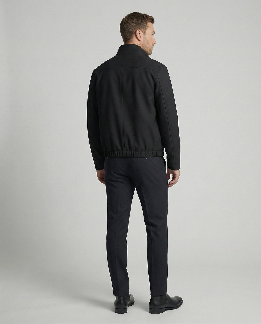 Herren Harrington Jacke Schwarz Deconstructed Silhouette Stehkragen Frühling