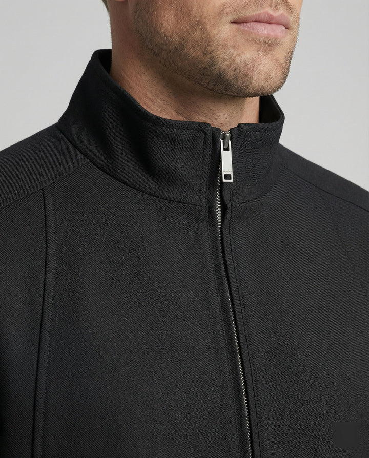 Herren Harrington Jacke Schwarz Deconstructed Silhouette Stehkragen Frühling