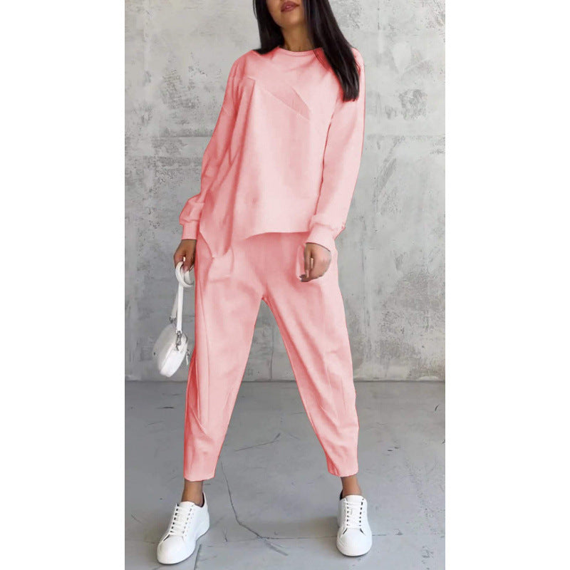 Damen Lässiges Zweiteiliges Lounge-Set mit Oversize-Sweatshirt und taillierter Tapered-Hose Nord Taschen