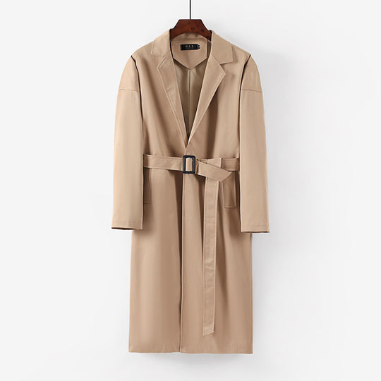 Damen Longline Trenchcoat mit Taillengürtel und fallendem Revers Nord Taschen