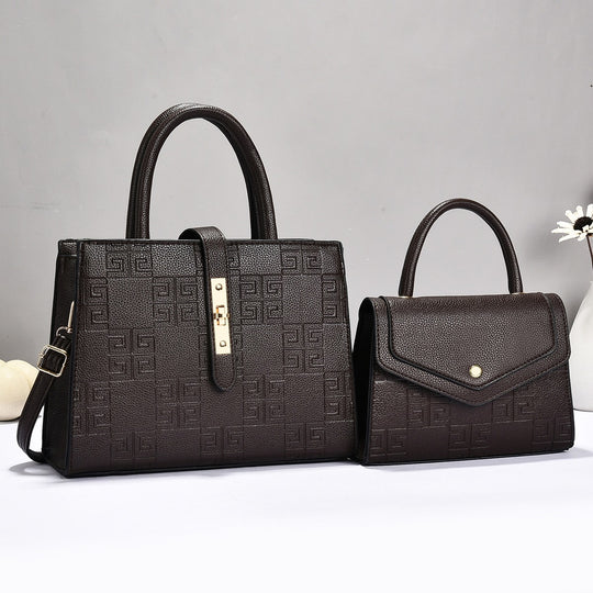 Damen Handtaschen-Set mit edler Prägung und abnehmbarer Clutch Nord Taschen