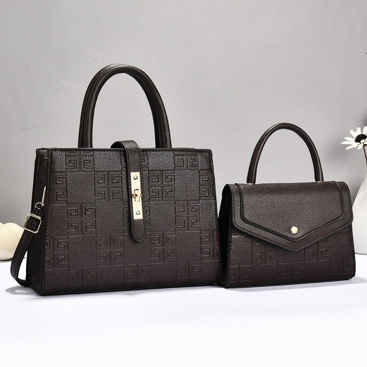 Damen Handtaschen-Set mit edler Prägung und abnehmbarer Clutch Nord Taschen