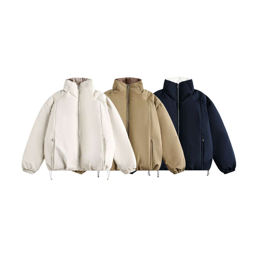 Herren Kurzparka mit hohem Stehkragen, wattierter Thermoisolierung und Kordelzug Nord Taschen