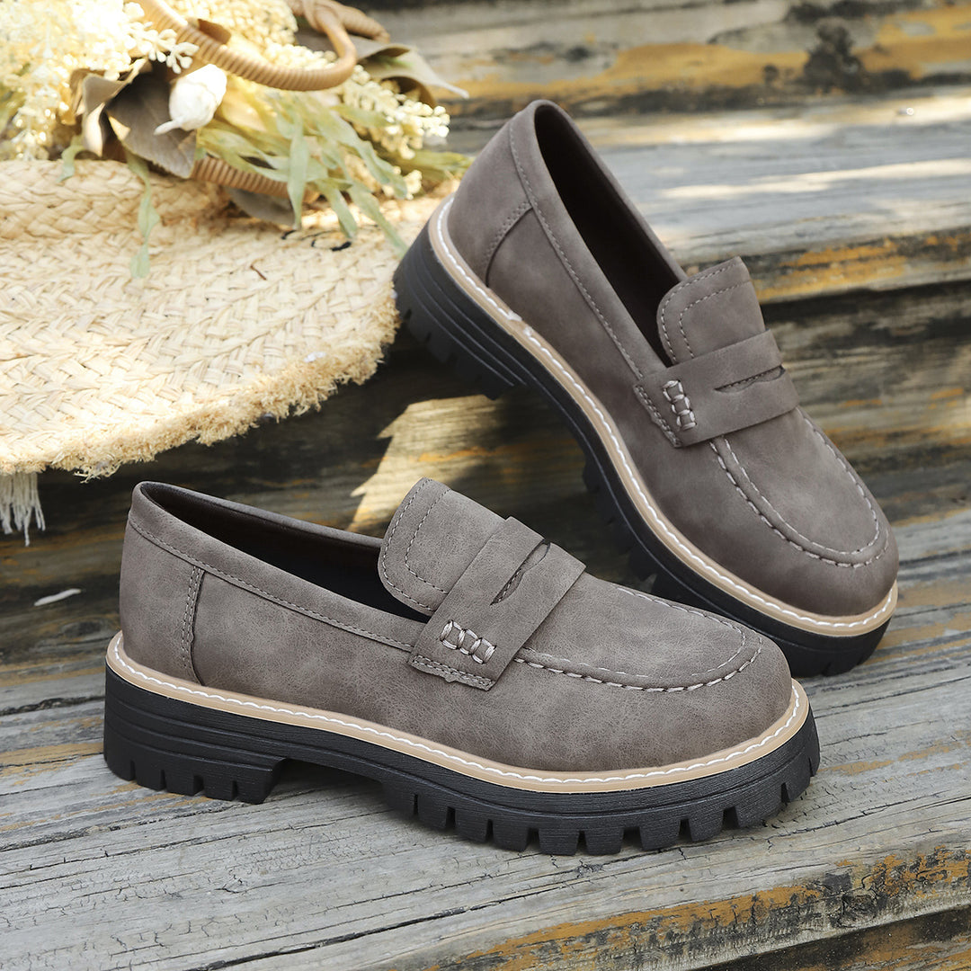Damen Chunky-Lug-Loafer mit Penny-Riemen und profilierter Gummisohle Nord Taschen