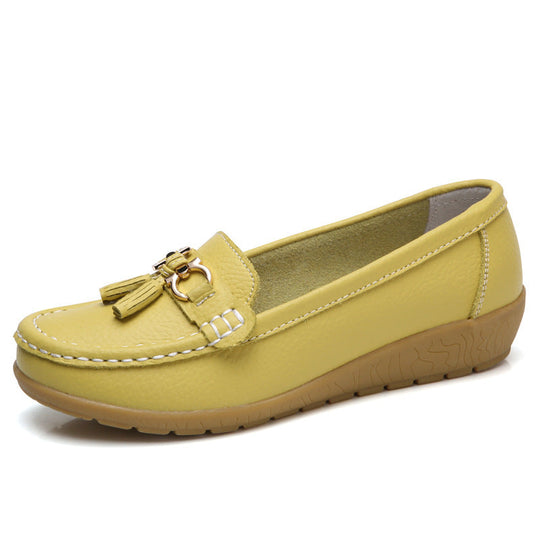 Damen Mokassins mit ornamentaler Schnalle und weicher Sohle