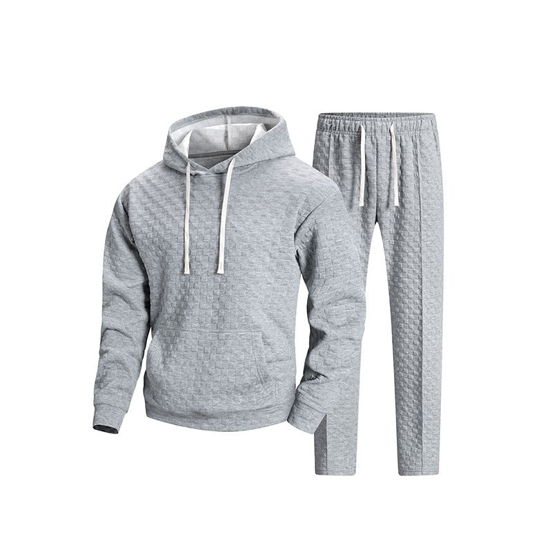 Herren Texturiertes Freizeit-Trainingsset mit Kapuzenpullover und konischer Jogginghose Nord Taschen