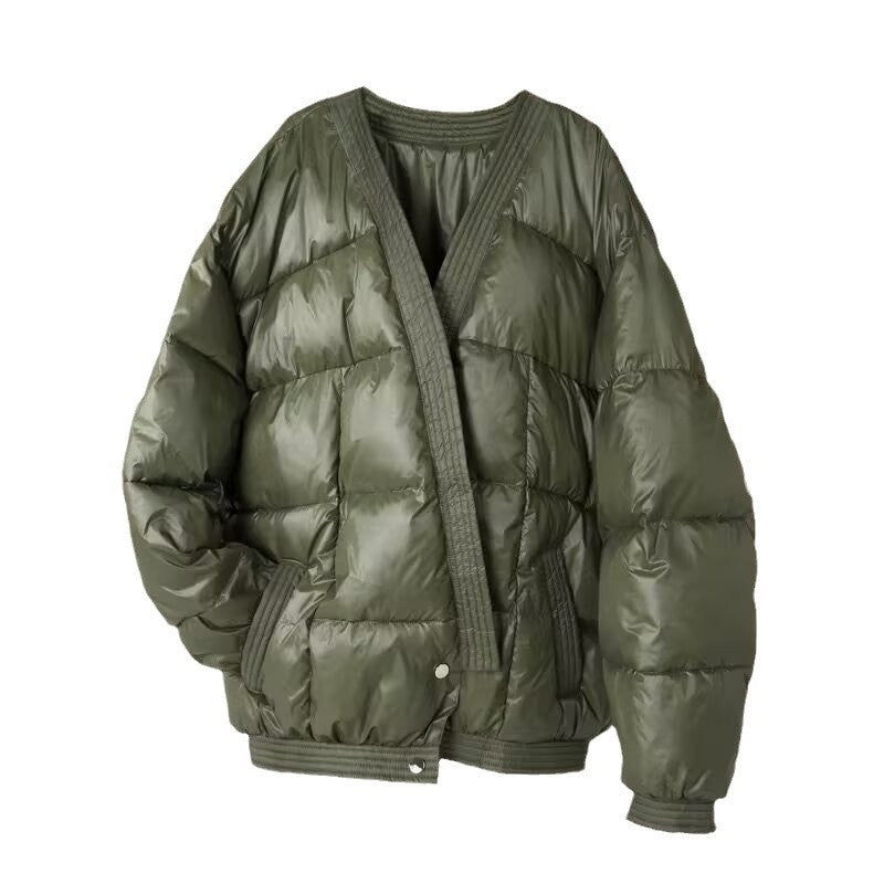 Damen Oversize Steppjacke mit Kimonoöffnung und gerippten Abschlüssen Nord Taschen