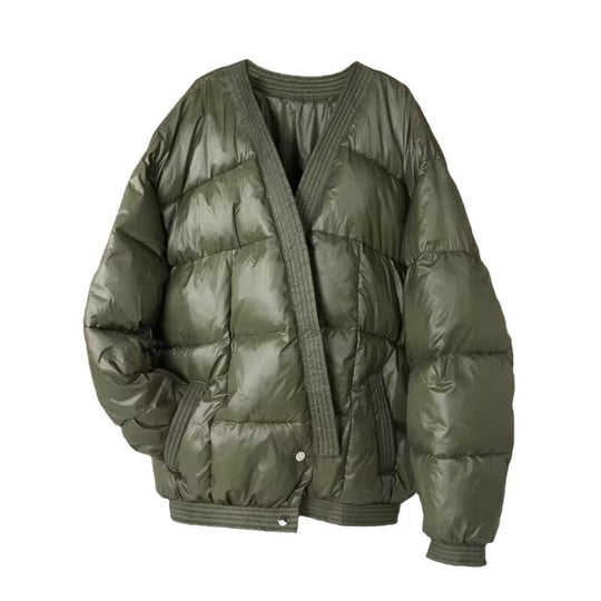 Damen Oversize Steppjacke mit Kimonoöffnung und gerippten Abschlüssen Nord Taschen