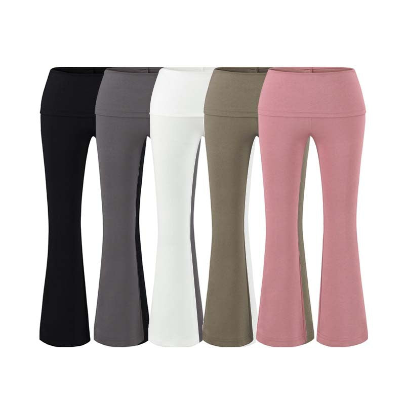 Damen Hochtaillierte Schlaghose mit Umschlagbund aus Stretch-Jersey Nord Taschen