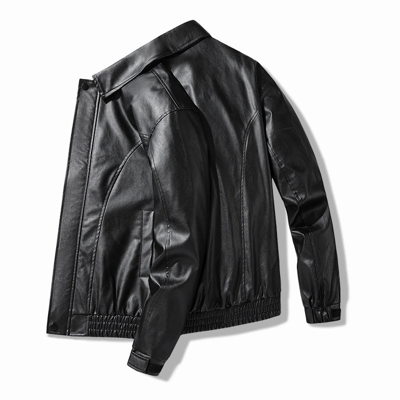 Herren lässige Kunstlederjacke mit elastischem Bund Fudus